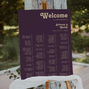 Modern Retro Purple Alphabetical Seating Chart Foam Board