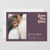 Modern Retro | Purple Horizontal Save The Date Magnetic Invitation (Front)