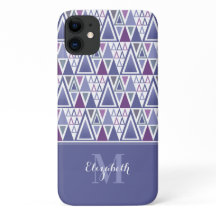 Modern retro purple pink pattern monogrammed