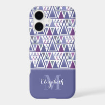 Modern retro purple pink pattern monogrammed