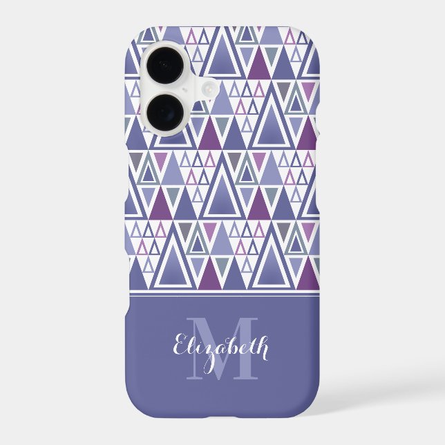 Modern retro purple pink pattern monogrammed iphone case (Back)