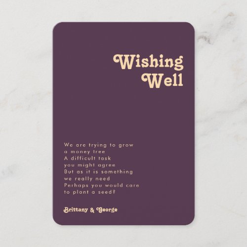 Modern Retro Purple Wishing Well Rounded Edges Enclosure Card