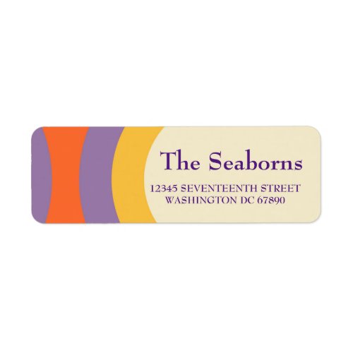 Modern Retro Purple Yellow Return Address Label