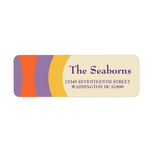 Modern Retro Purple Yellow Return Address Label (Front)