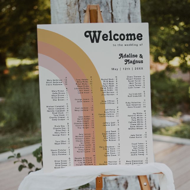 Modern Retro Rainbow | Alphabetical Seating Chart Foam Board (Creator Uploaded)