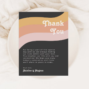 Modern Retro Rainbow Dark Table Thank You Card