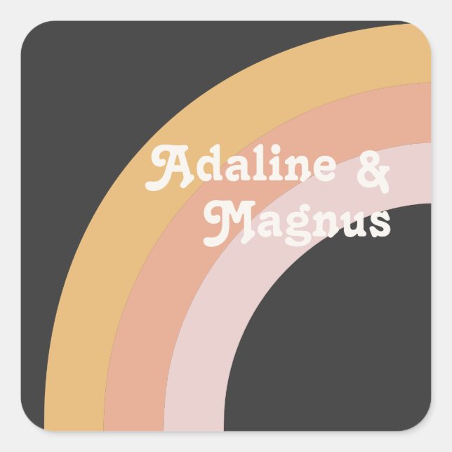 Modern Retro Rainbow | Dark Wedding Envelope Seals (Front)
