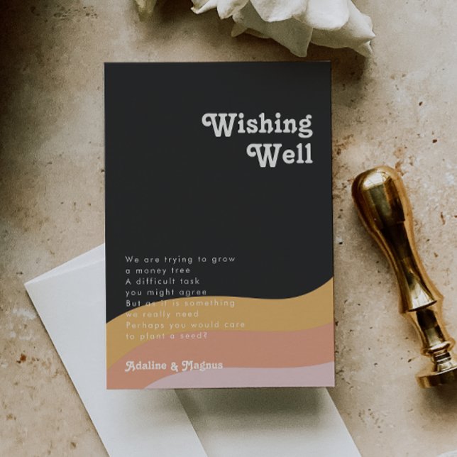 Modern Retro Rainbow Dark Wedding Wishing Well Enclosure Card (Creator Uploaded)