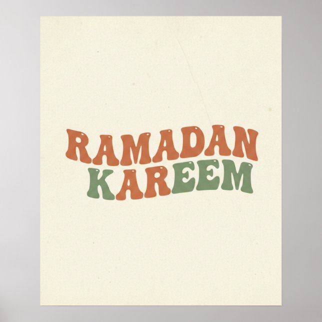Modern Retro Ramadan Kareem Wall Art  Boho Islamic (Front)
