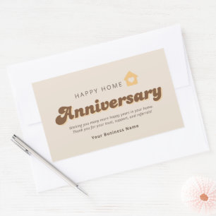 Modern Retro Real Estate Home Anniversary Referral Rectangular Sticker