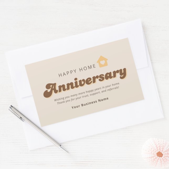 Modern Retro Real Estate Home Anniversary Referral Rectangular Sticker (Envelope)