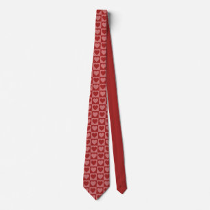 Modern Retro Red and Pink Minimalist Heart Pattern Neck Tie