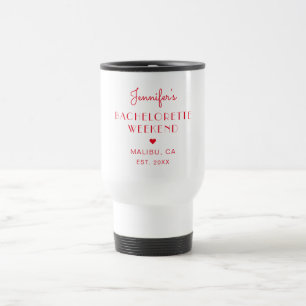 Modern Retro Red Bachelorette Personalized Travel Mug