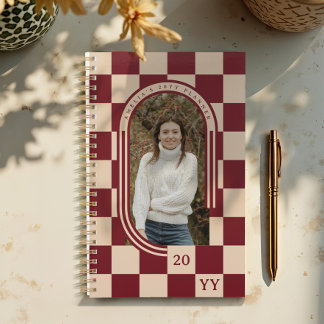 Modern Retro Red Checker Pattern Arch Photo Planner