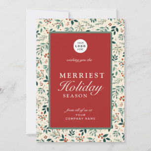 Modern retro red green business logo name holiday card
