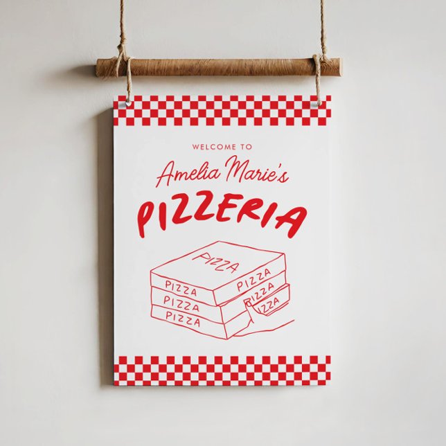 Modern Retro Red Italian Pizzeria Pizza Party Foam Board (Creator Uploaded)