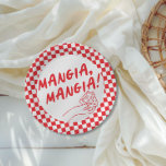 Modern Retro Red Italian Pizzeria Pizza Party Paper Plates<br><div class="desc">Mangia,  mangia! This design is fully customizable and the colors can be changed to whatever works best for you and your theme. In this version,  we've used a bold retro red and whimsical fun line art illustrations.</div>