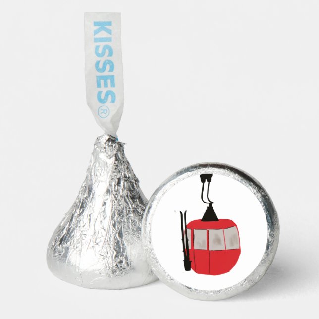 Modern Retro Red Ski Gondola Lift White Hershey®'s Kisses® (Front)