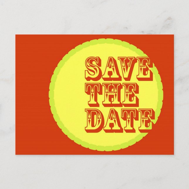 Modern-Retro Save The Date Announcement Postcard (Front)