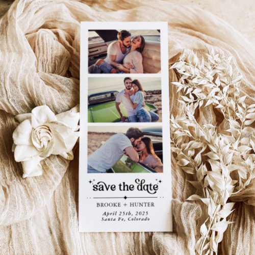 Modern Retro Save The Date  Photo Booth Strip Magnetic Invitation