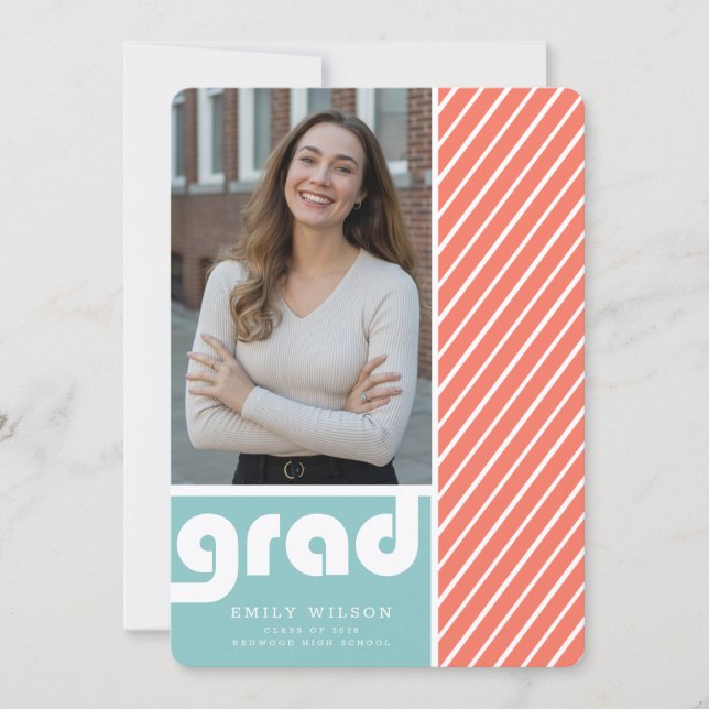 Modern Retro Script Graduate Photo Graduation Invitation (Front)