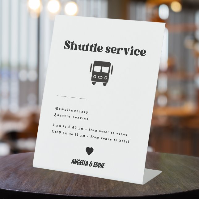 Modern Retro Shuttle Service Wedding Sign (Creator Uploaded)