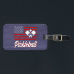 Modern Retro Sports Id Bag Pickleball Luggage Tag<br><div class="desc">Pickleball player sports bad ID tag to attach to your pickleball gear bag. Modern and retro patriotic American flag design in red,  white and blue. Features two paddles and one ball. The perfect tag for single players or team players.</div>
