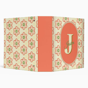 Modern Retro Strawberry Flower Monogram Binder