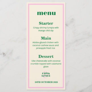 Modern Retro Striped Wedding Information Menu