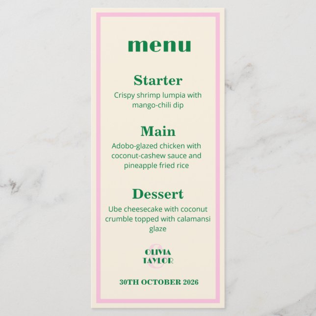 Modern Retro Striped  Wedding Information  Menu (Front)