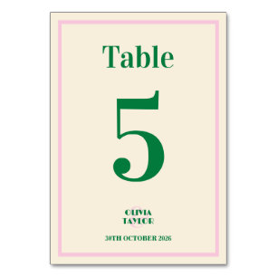 Modern Retro Striped Wedding Information Table Number