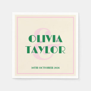 Modern Retro Striped Wedding Invitation Napkins
