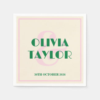 Modern Retro Striped Wedding Invitation Napkins