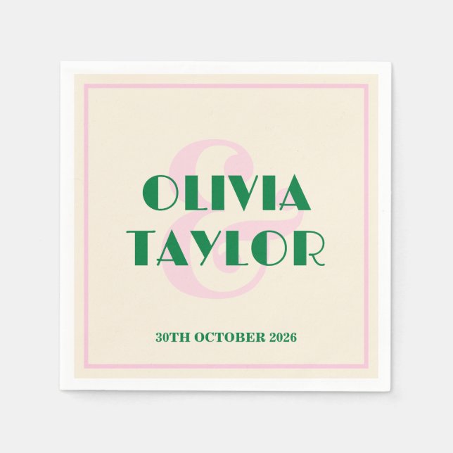 Modern Retro Striped Wedding Invitation Napkins (Front)