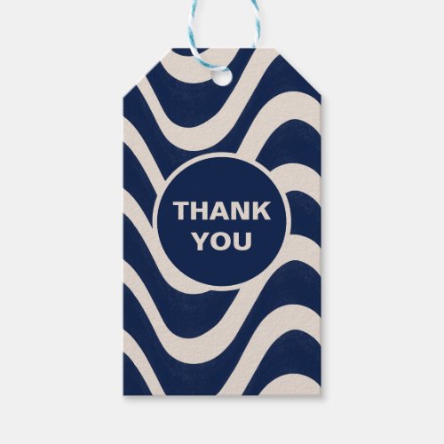 Modern Retro Summer Blue Waves Stripes Gift Tags