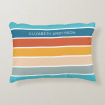 Modern Retro Sunset Stripes Personalized  Accent Pillow