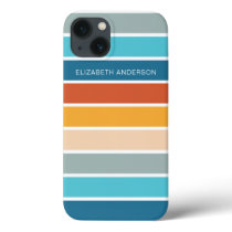 Modern Retro Sunset Stripes Personalized  iPhone 13 Case