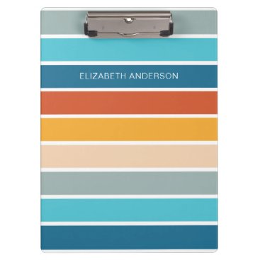 Modern Retro Sunset Stripes Personalized  Clipboard