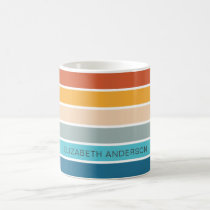 Modern Retro Sunset Stripes Personalized  Coffee Mug