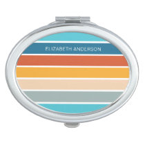 Modern Retro Sunset Stripes Personalized  Compact Mirror
