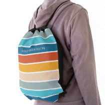 Modern Retro Sunset Stripes Personalized  Drawstring Bag