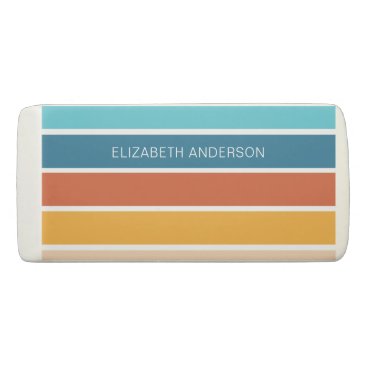 Modern Retro Sunset Stripes Personalized  Eraser