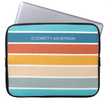 Modern Retro Sunset Stripes Personalized  Laptop Sleeve
