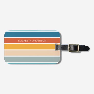 Modern Retro Sunset Stripes Personalized  Luggage Tag