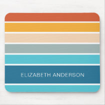 Modern Retro Sunset Stripes Personalized  Mouse Pad
