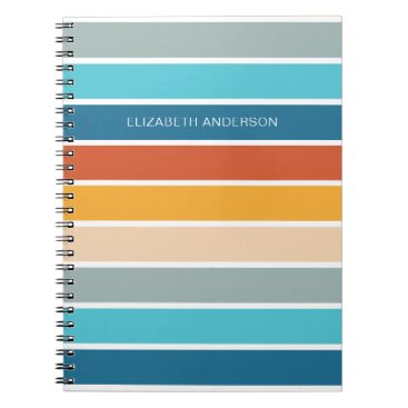 Modern Retro Sunset Stripes Personalized  Notebook