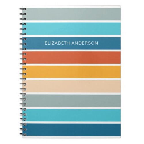 Modern Retro Sunset Stripes Personalized  Notebook