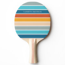 Modern Retro Sunset Stripes Personalized  Ping Pong Paddle
