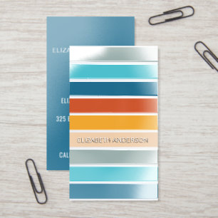Modern Retro Sunset Stripes Personalized Raised Spot UV Business Card