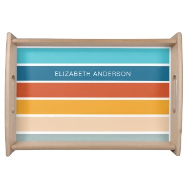 Modern Retro Sunset Stripes Personalized  Serving Tray